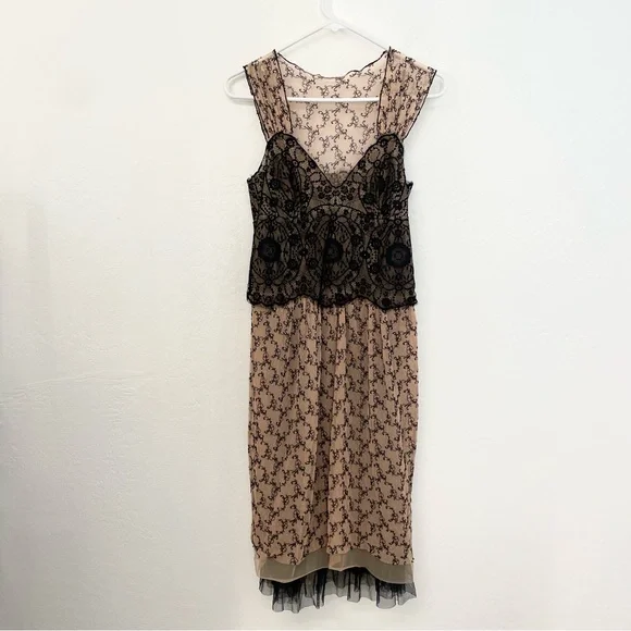 Only Hearts- Black & beige Lace Dress with Black Underlayer Slip-M - Picture 10 of 16